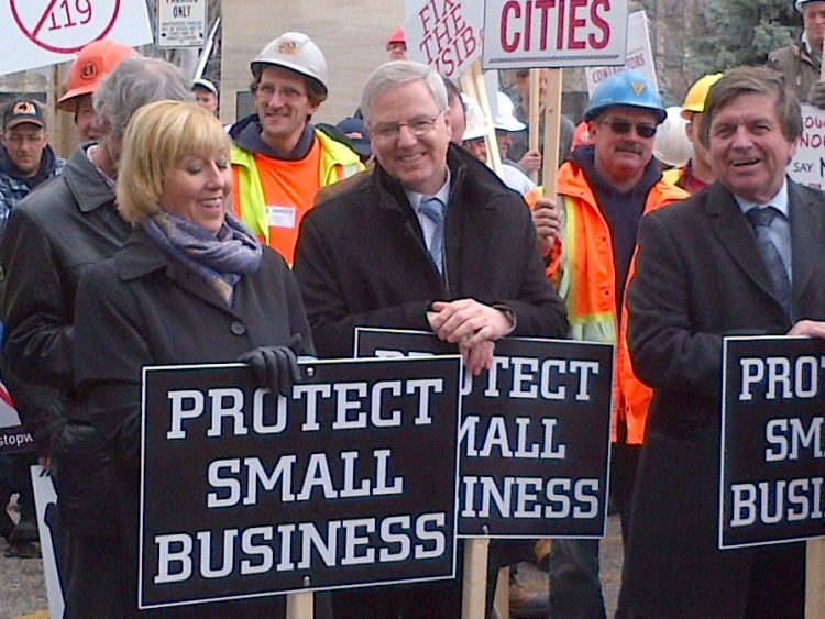 MPP Jim McDonell joined protesters to oppose the Provincial Liberals Bill 119.