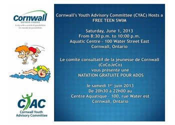 Free Teen Swim Cornwall Ontario