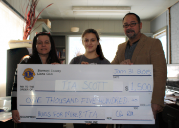 Cornwall Seaway Lions donate $1,500 to Hugs for Mike and Tia