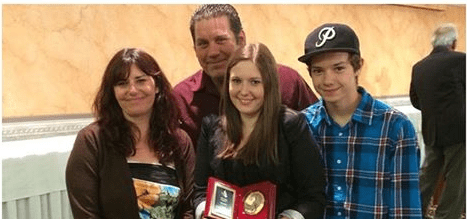 Pictured above: Nicole Gillissie (mom), Joey Lalonde (stepdad) Sarah Massia, Jarrett Massia (brother)