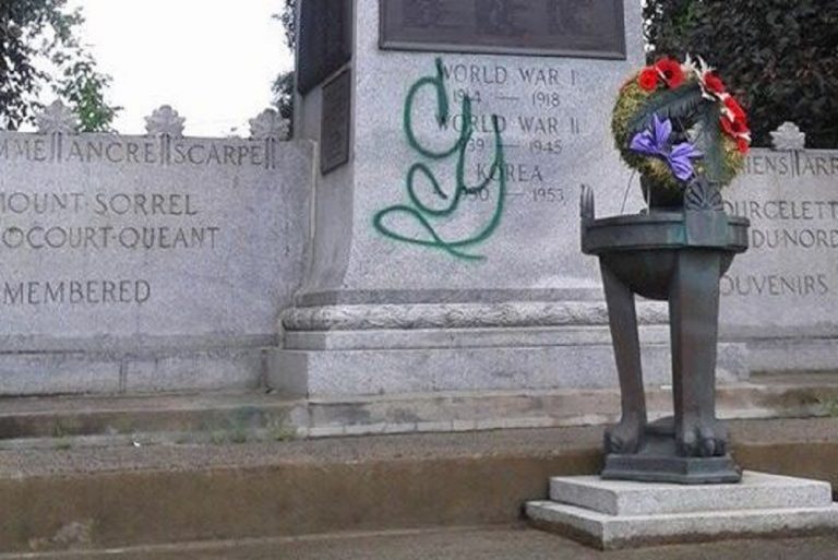 Cornwall Ontario Cenotaph Vandalism
