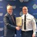Caption: Left, Jim McDonell, Member of Provincial Parliament for Stormont-Dundas-South Glengarry, presents a certificate of congratulations to Cornwall Police Service Chief of Police Danny Aikman, on Friday, December 13, 2019 in Cornwall, Ont.