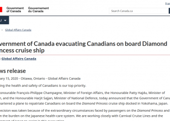 Entire press release from Canadian Government regarding evacuees of the Diamond Princess cruise ship