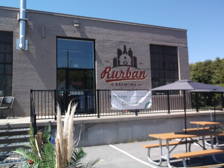 The spacious patio at Rurban's, you can bring your own food, while enjoying a pint or more.