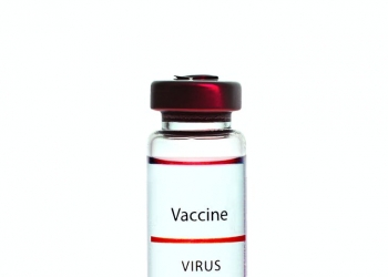 a vaccine vial on white background