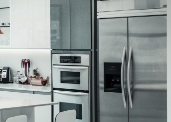 silver side by side refrigerator