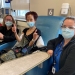 Local cancer patient Sylvie Rzadkowski receiving chemotherapy treatment at CCH, posing for a photo with nurses Ashley Schulte (left) and Jennifer Hurtubise (right) on February 16, 2022. Sylvie gives a “thumbs up” as her next chemotherapy treatment in two weeks will be her last.