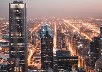 gray high rise building at night