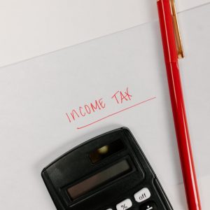 black calculator on the table