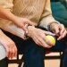person holding a stress ball