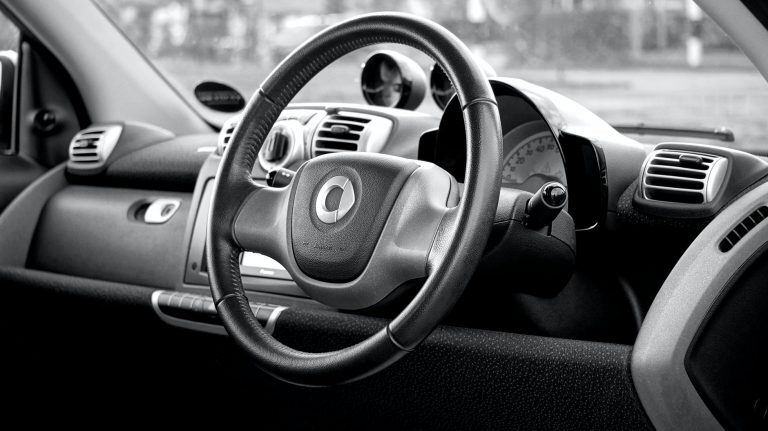 black smart car steering wheel