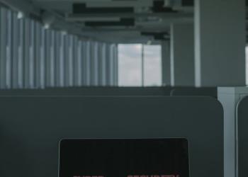 laptop with cyber security text on the screen