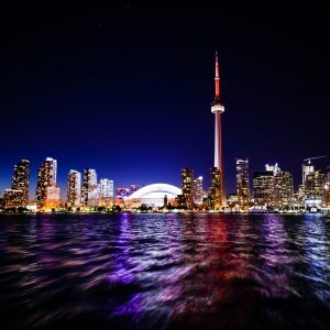 cn tower in toronto canada at night