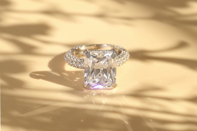 diamond ring on yellow surface
