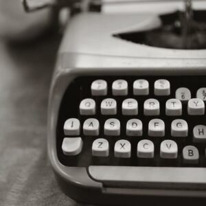 close up photo of gray typewriter