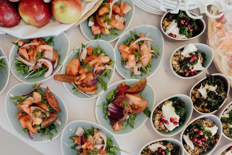 tasty fresh salads served in bowls
