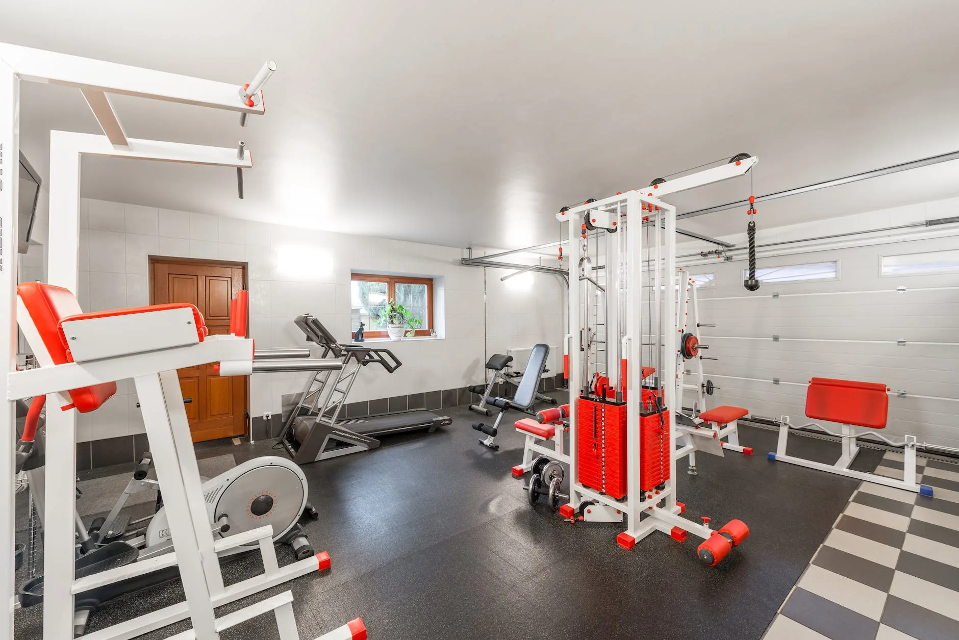 home gym with equipment in basement