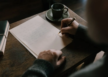 a man writing a letter