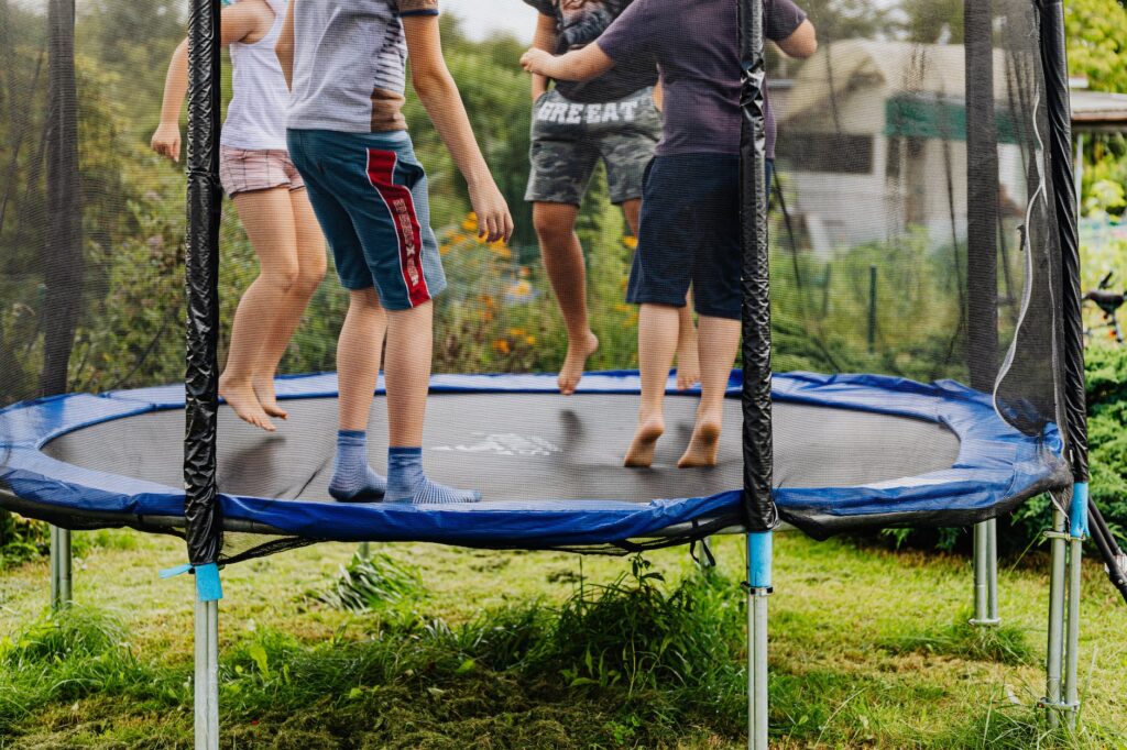 friends on a trampoline