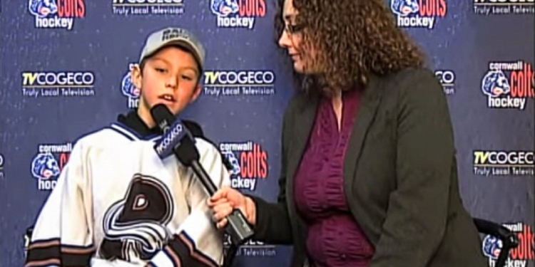 Shawna Mecteau interviews future hockey star Carey Terrance Jr. from the Seaway Valley Rapids Minor Atom A's on YourTV Cornwall in 2015