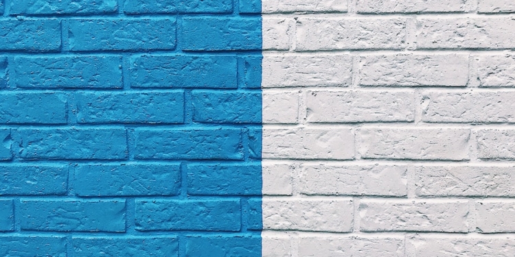 blue and white painted wall