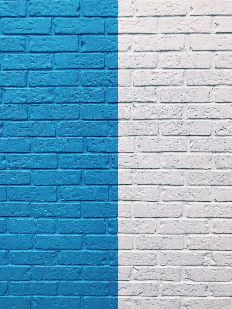 blue and white painted wall