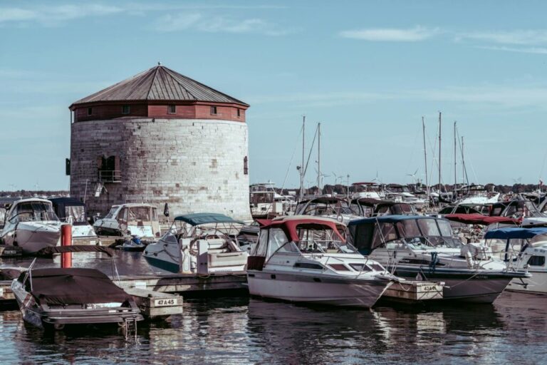 Shoal Tower and Boats in Harbour, Kingston, Ontario, Canada