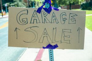 Garage Sale Placard on a Post