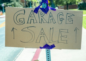 Garage Sale Placard on a Post