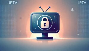 aminimalisticdigitalillustrationofatvscreenwithapadlockicononitsymbolizingdataprotectionwhileusingiptvservices