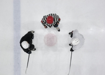 Top View of Men Playing Ice Hockey