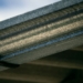 a close up view of a metal gutter