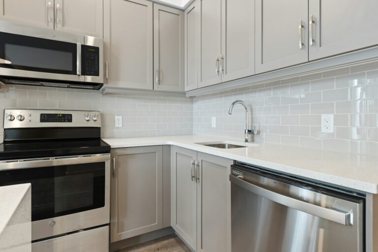 silver and black microwave oven