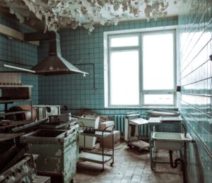 white and brown wooden desk