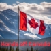 Canadian Flag "Hands off Canada" text