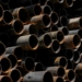 A large stack of pipes stacked on top of each other