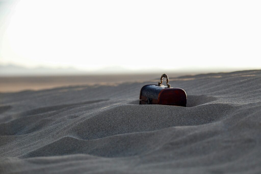 a person on a device in the desert