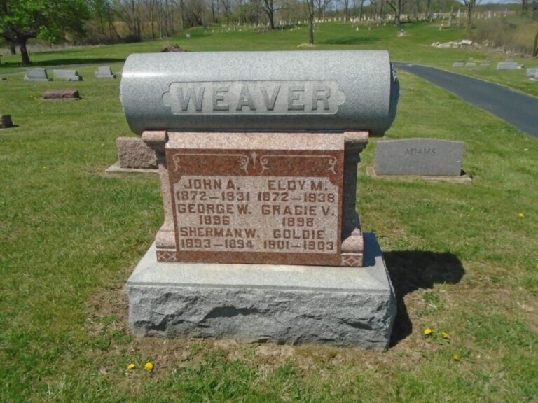 a headstone in the middle of a cemetery