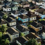 aerial view of suburban neighborhood houses