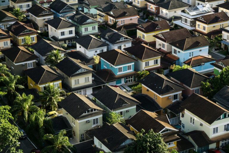 aerial view of suburban neighborhood houses