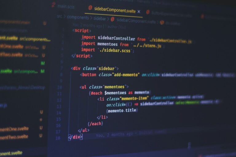 Svelte code displayed on a dark computer screen in a code editor
