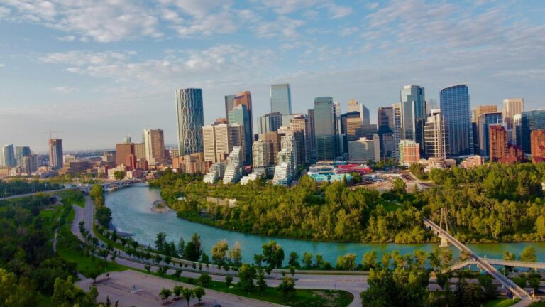 a city with a river running through it