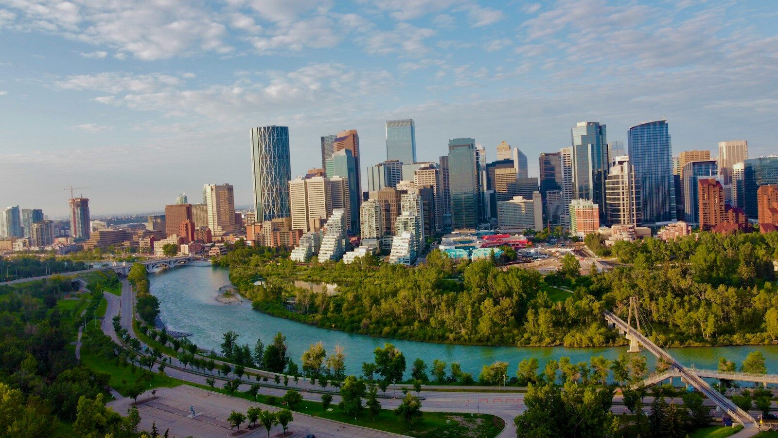 a city with a river running through it