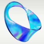 a blue and purple object is floating in the air