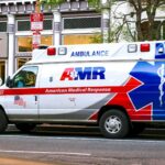 an ambulance parked on the side of the road